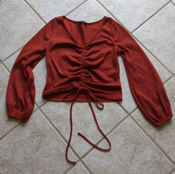 SHEIN Tops - Red drawstring crop top